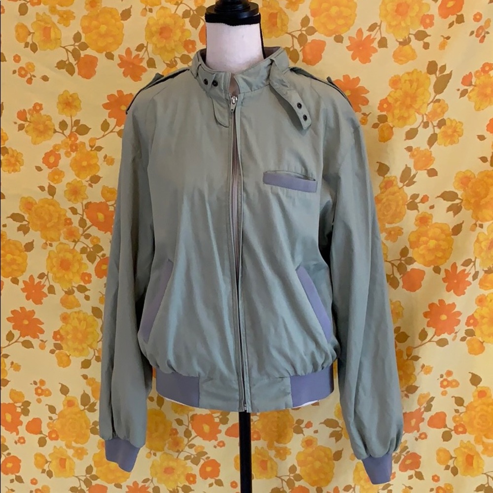Vintage Olive Winderbreaker Bomber Jacket